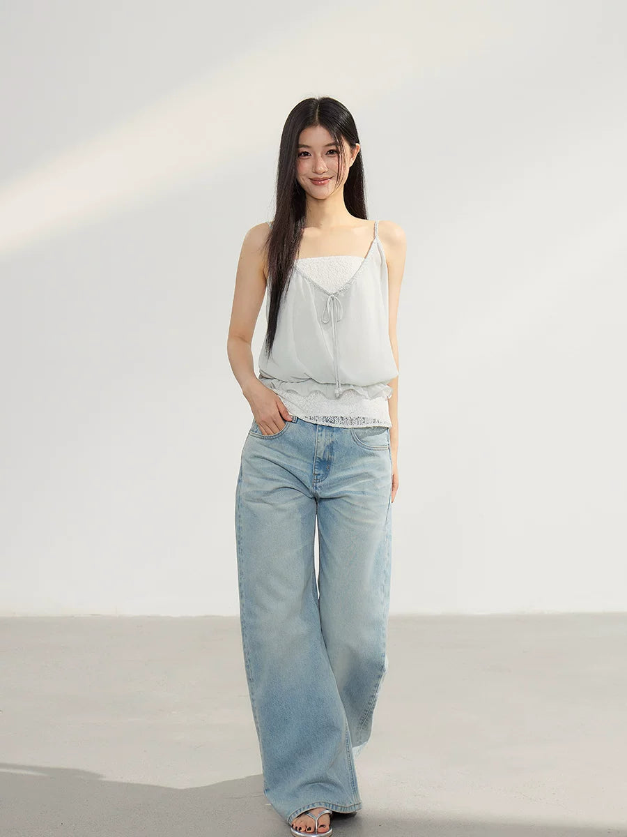 WITHMIN Loose Straight Drape Thin Jeans