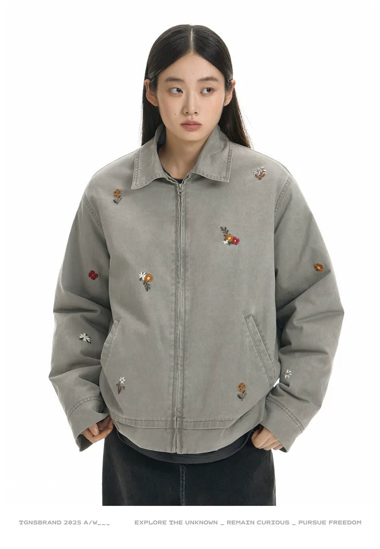 TGNS Small Flower Embroidered Short Tooling Jacket
