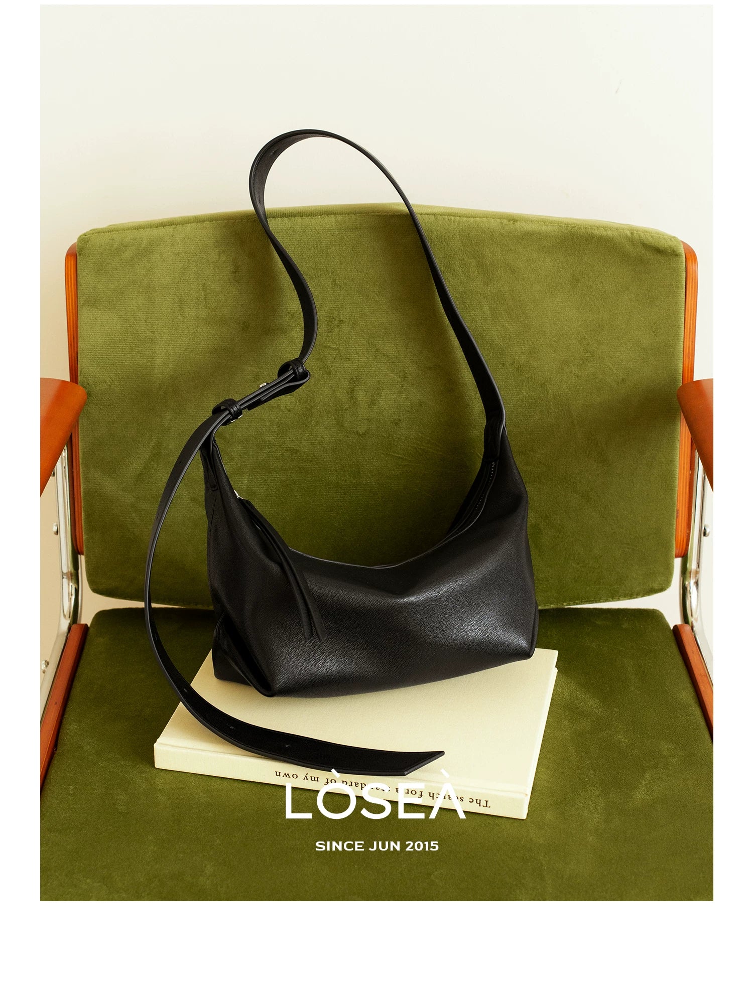 LOSEA Faux Leather Zip-Top Hobo Bag