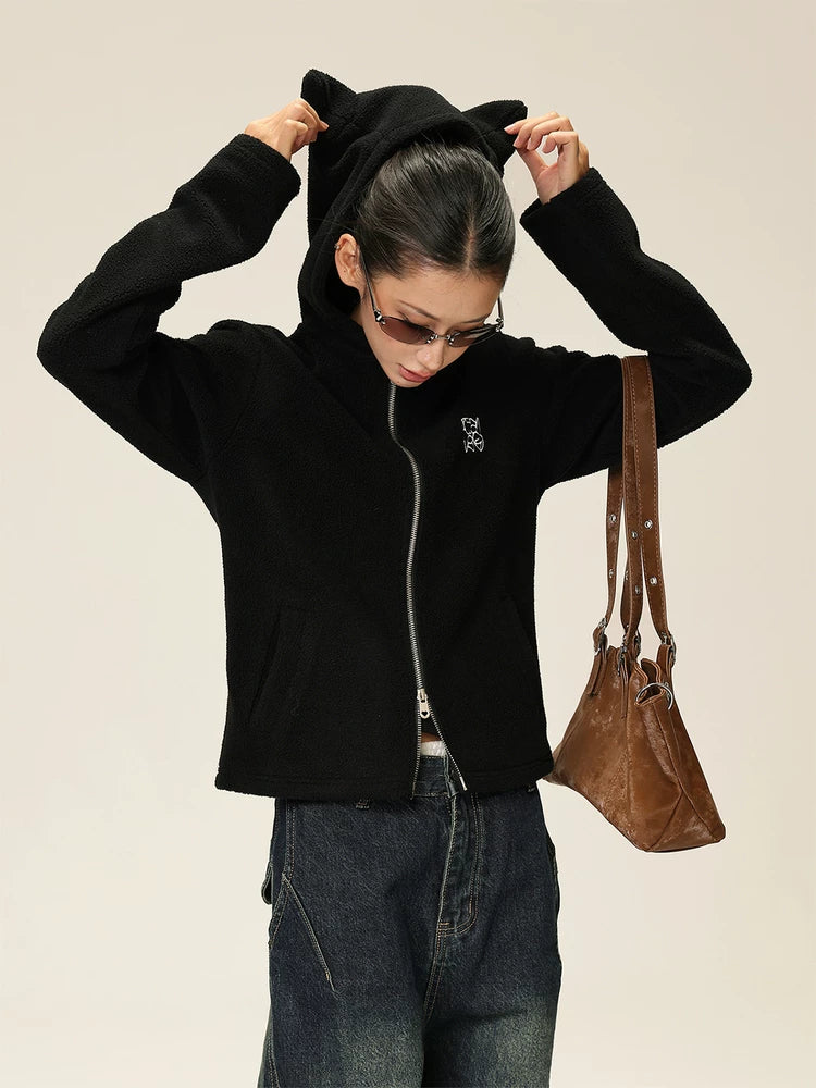 AceStudios Cat Ears Short Hooded Sweater Jacket