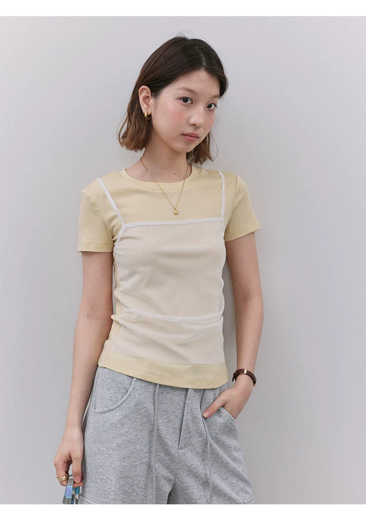 VOOE Fake Two Slim Mesh Tee