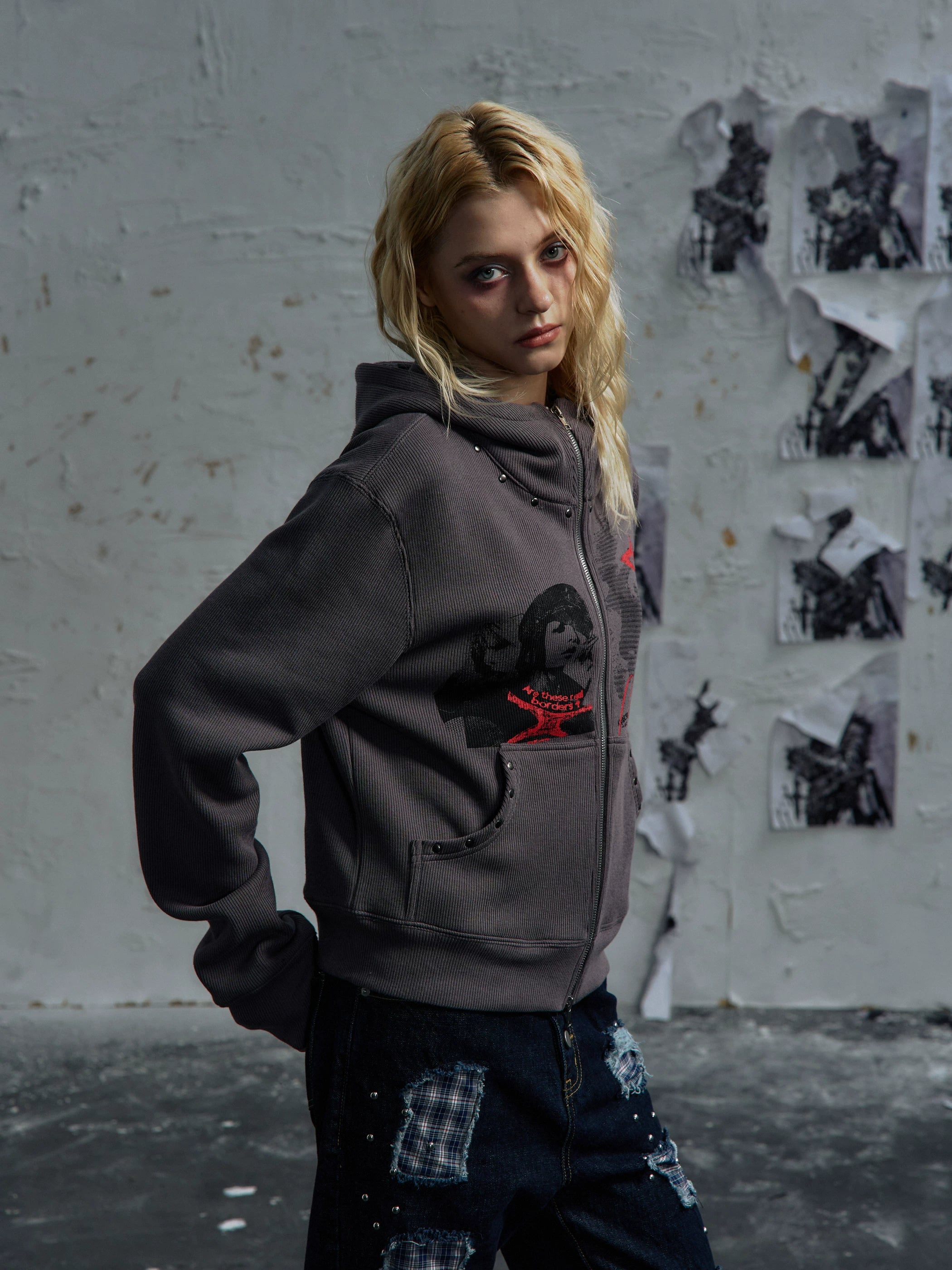 PAIKI Rivet Subculture Visual Sweater Jacket