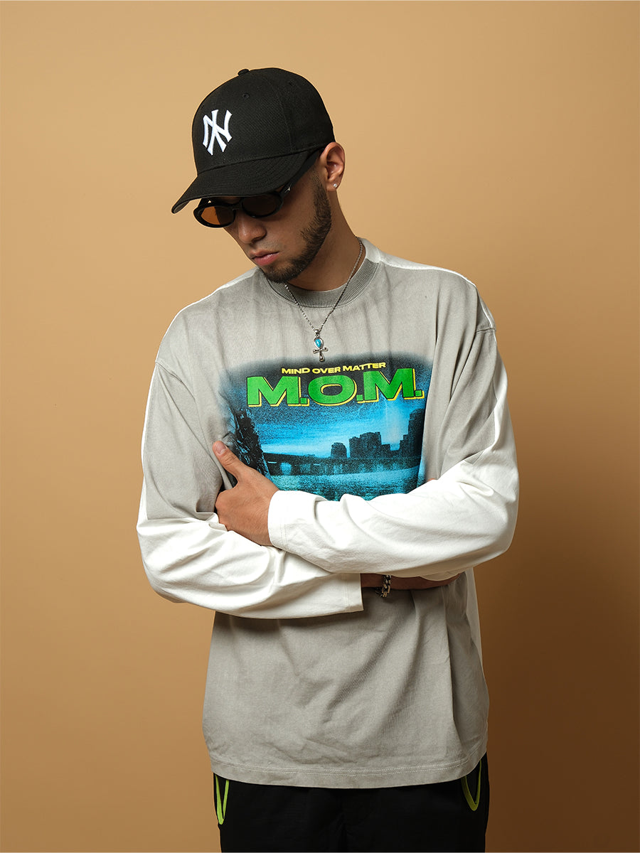 ComicTree C.t splicing fake two-piece Long Sleeve Tee