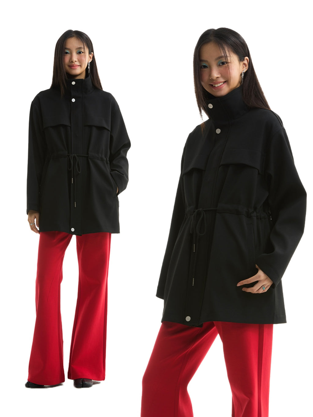 FUNKYFUN Medium and Long Stand-up Collar Suit Jacket