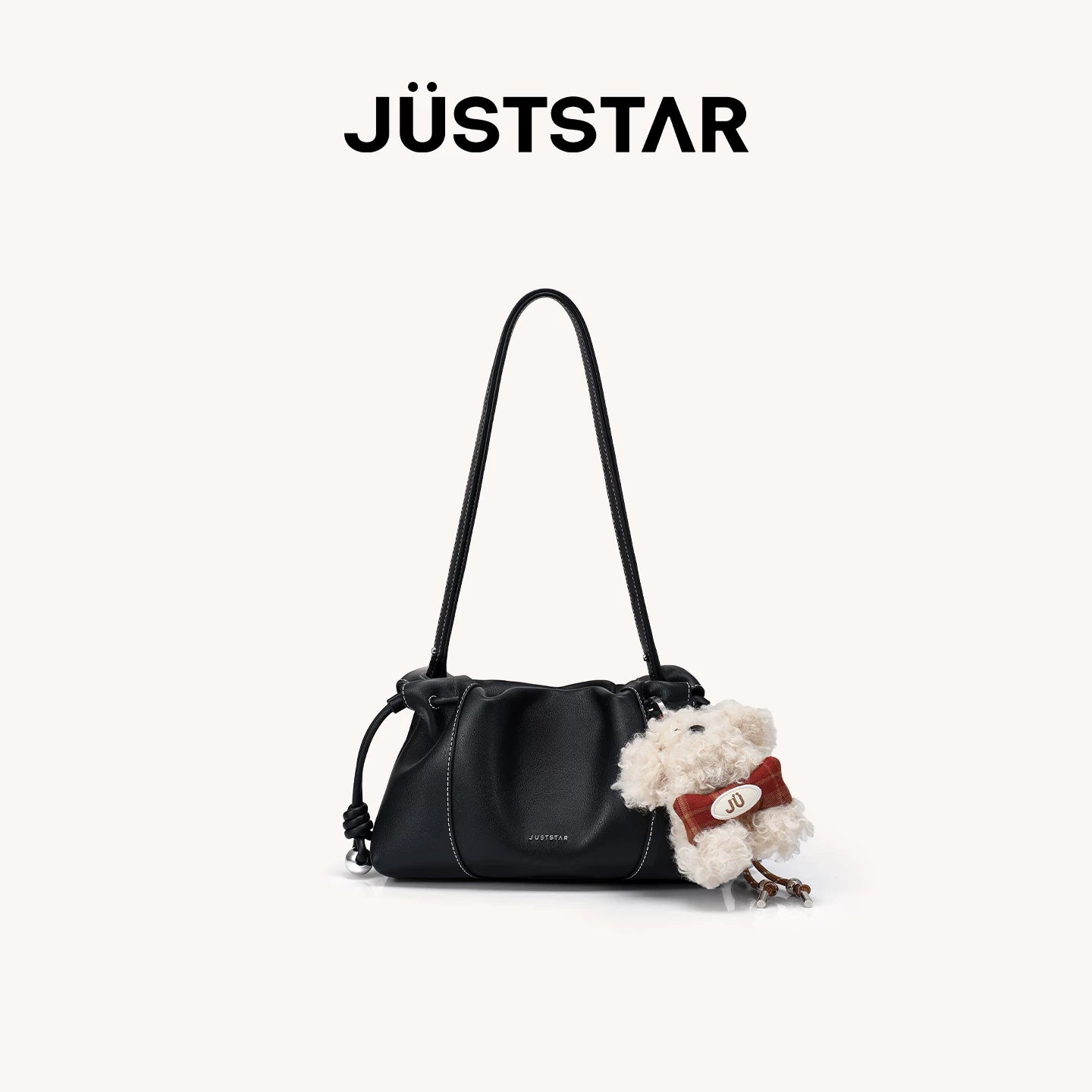 JUST STAR Pleated Shoulder Messenger Bag