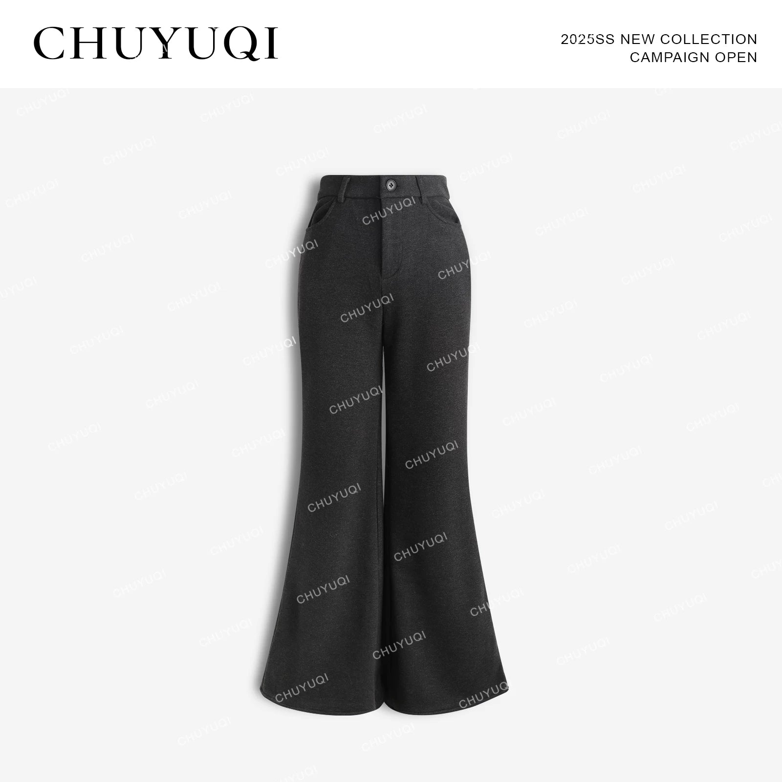 CHUYUQI Fleece Slim-fitting High-waisted Slim-fitting Casual Pants