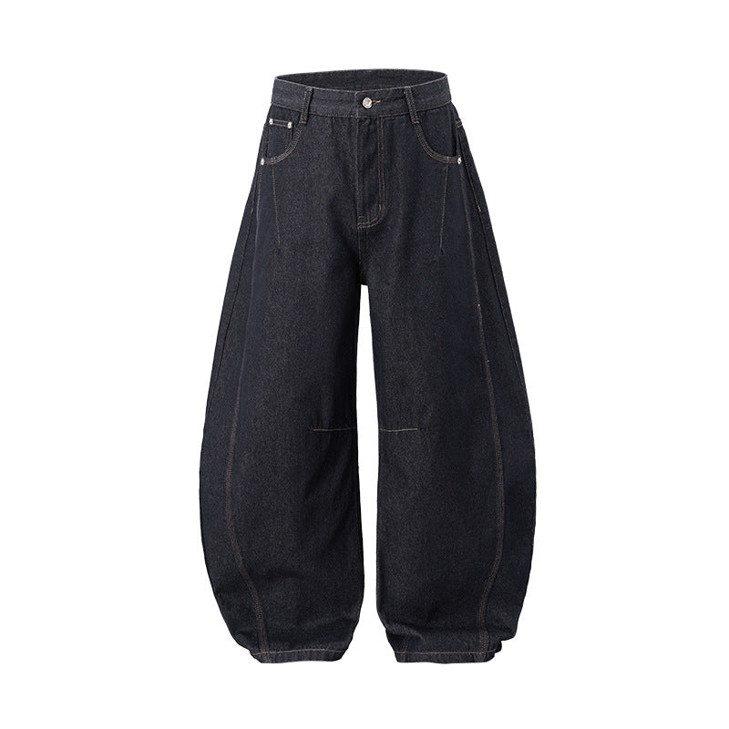 Inflation Silhouette Washed Denim Scimitar Pants