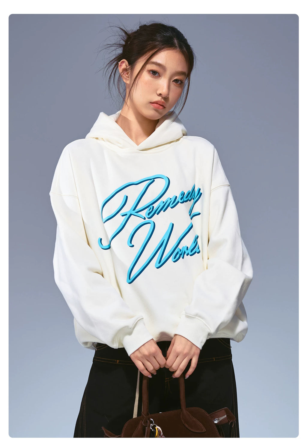 Remedy Vintage Alphabet Handwritten Print Hooded Sweater