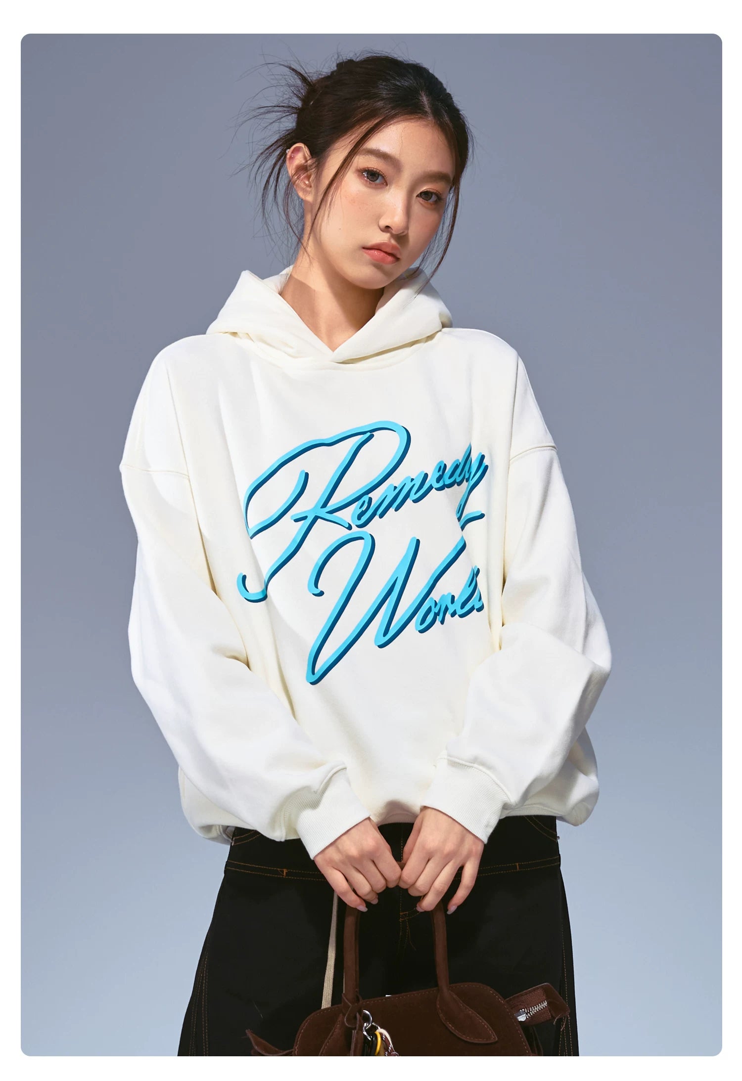 Remedy Vintage Alphabet Handwritten Print Hooded Sweater