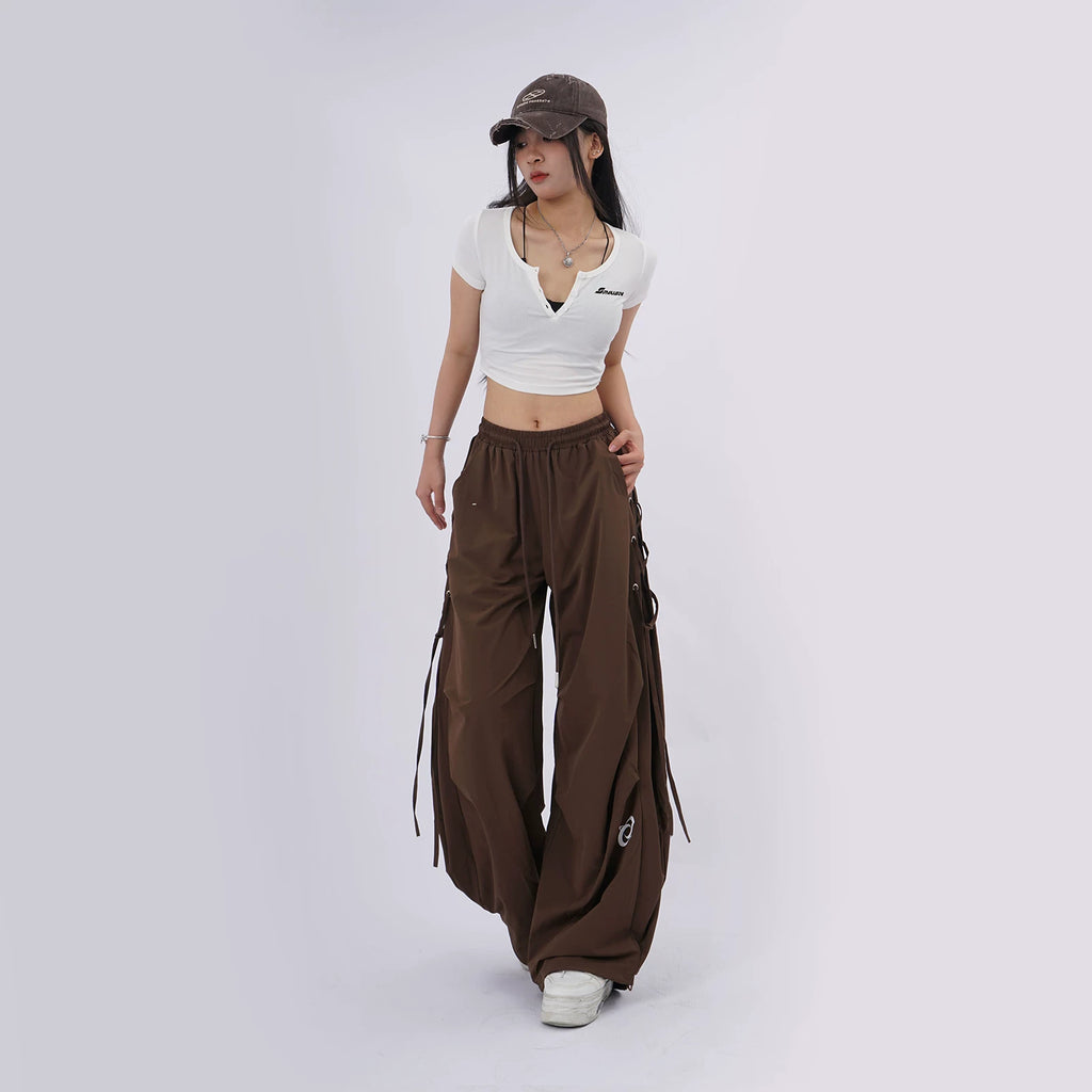SAMUSAN Wide-leg Loose Drawstring Sweatpants