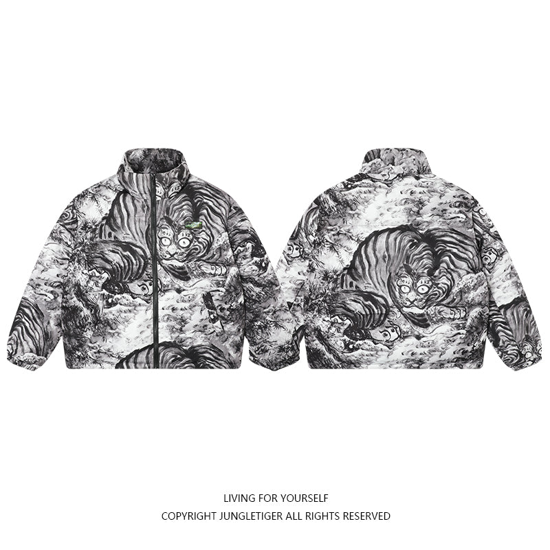 Jungle Tiger & Insect Master Joint National Ink Full Thickened Bread Jacket