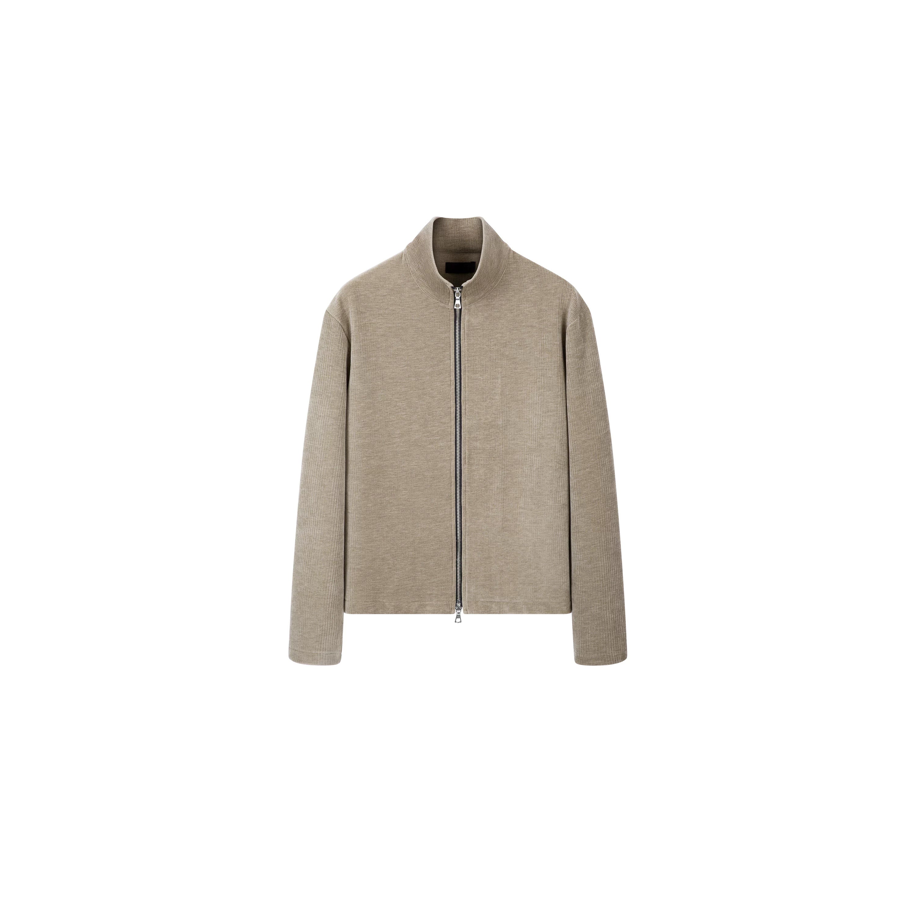 PLUS NO LOGO Striped Double Zipper Turtleneck Jacket