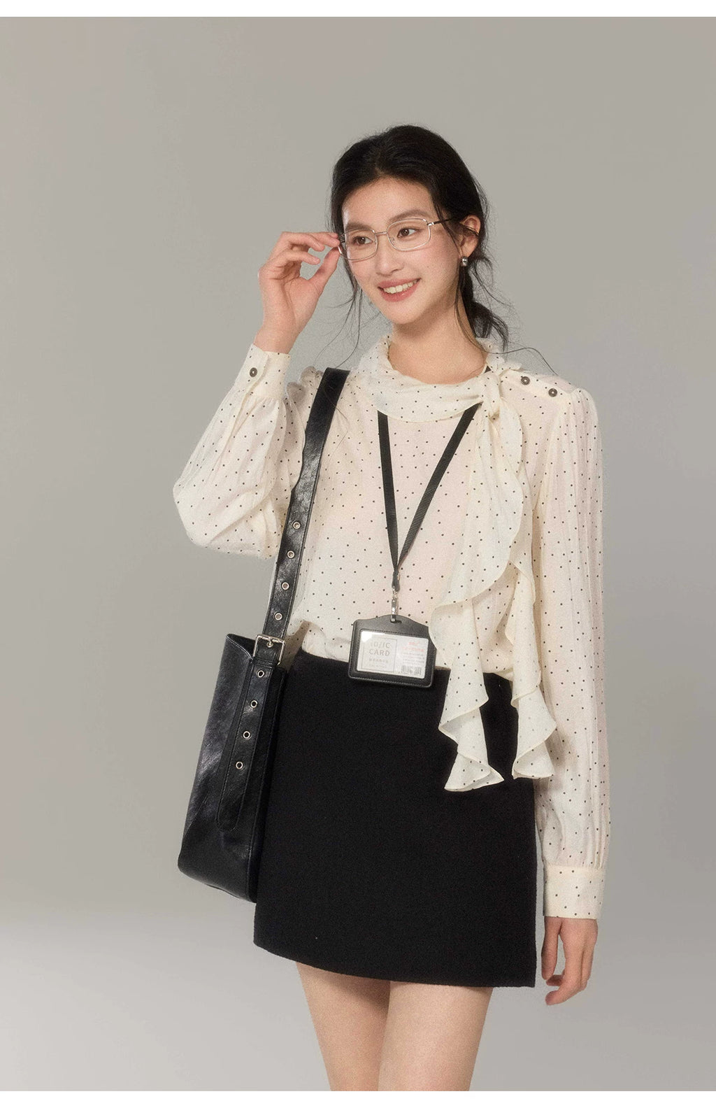 TYANG Polka Dot Fungus Edge Loose Streamer Shirt