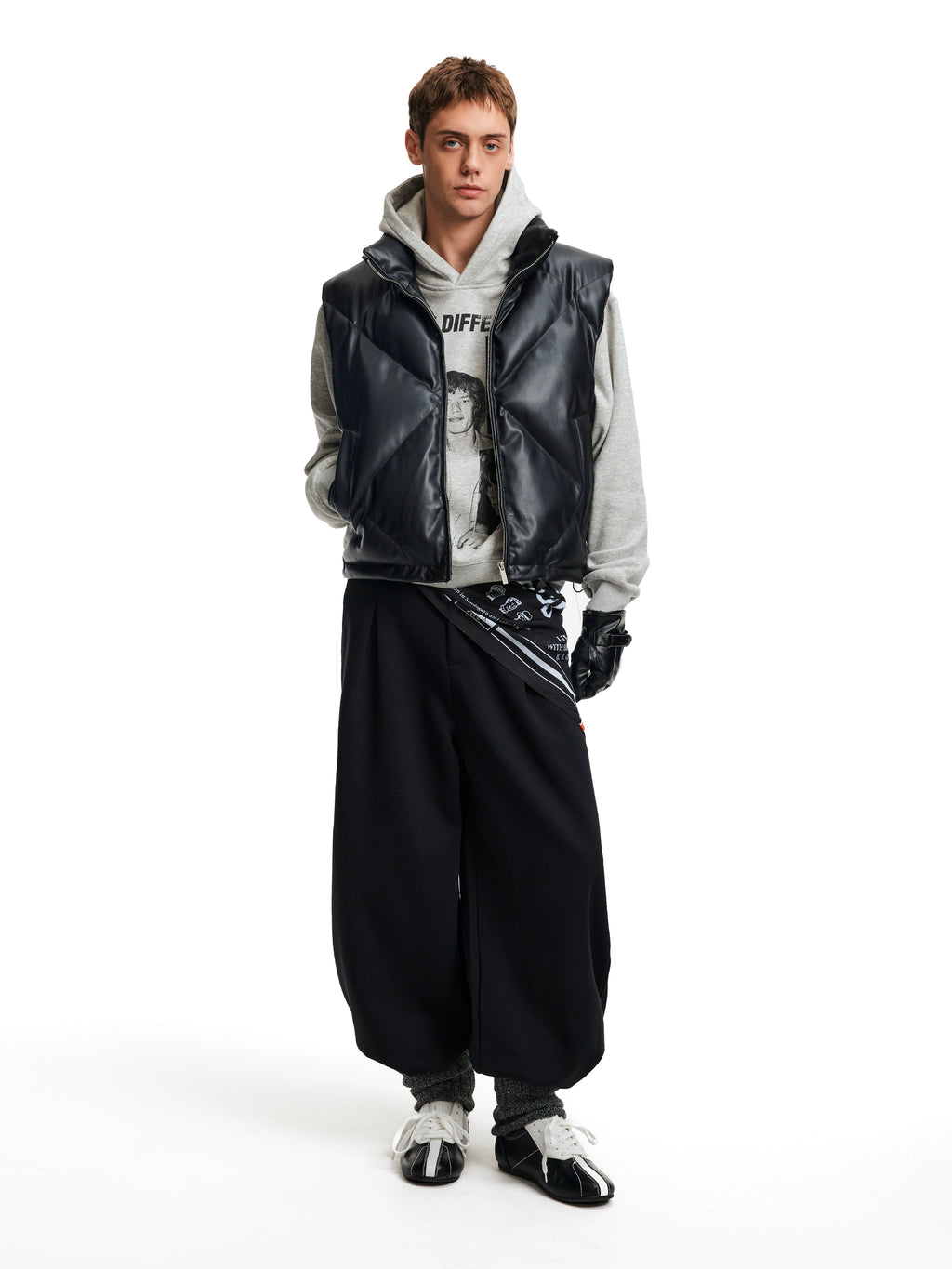 (Clearance) MADWITCH Stand-up Collar PU Leather Jacket Vest