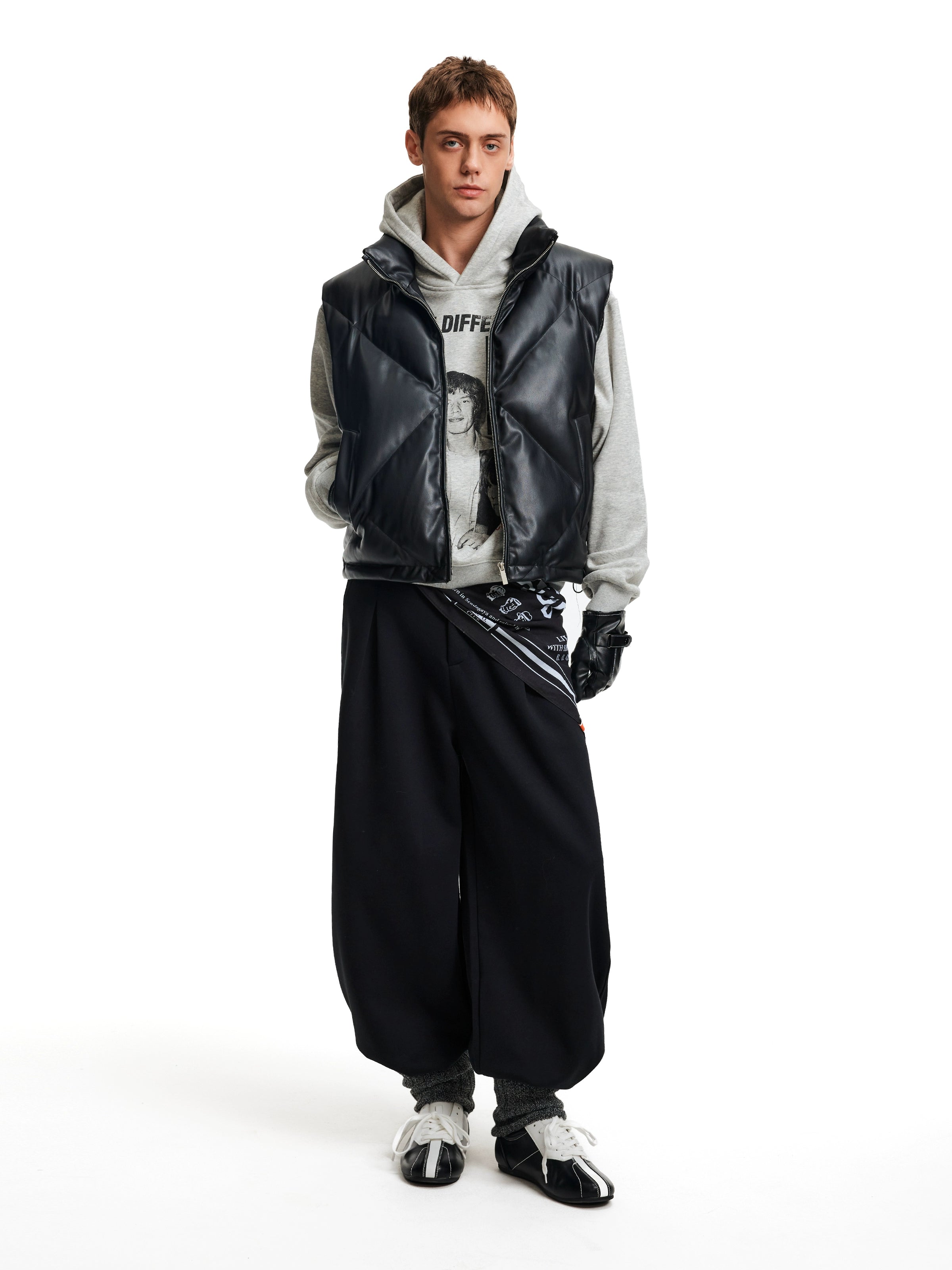 MADWITCH Stand-up Collar PU Leather Jacket Vest