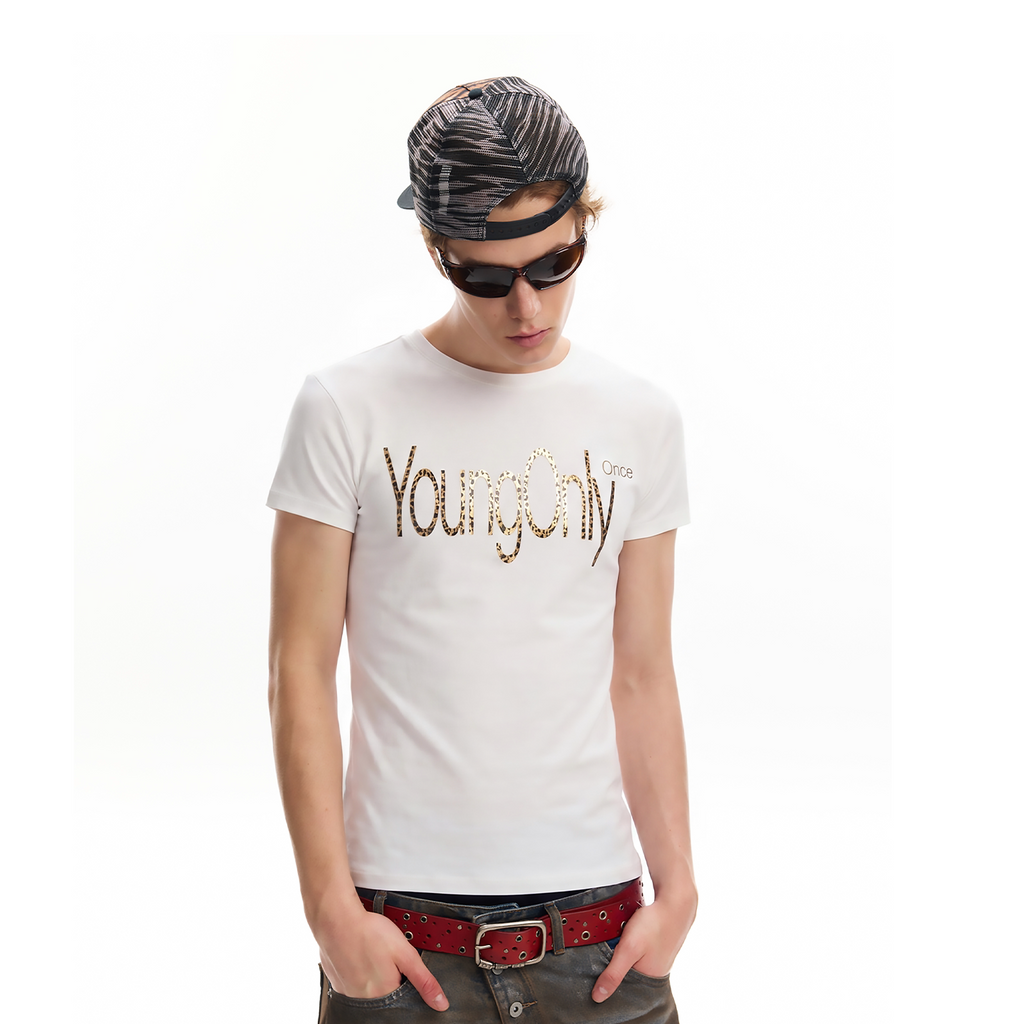 No E Mosen Liquid Metal Hot Silver Printed Slim Tee