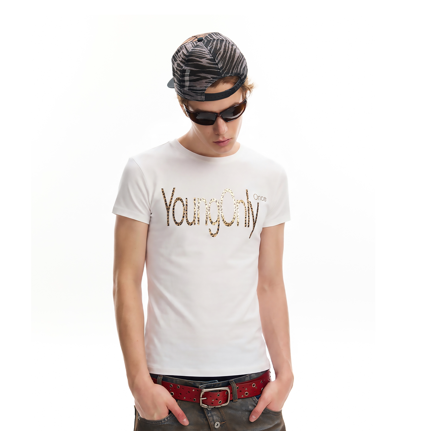 No E Mosen Liquid Metal Hot Silver Printed Slim Tee