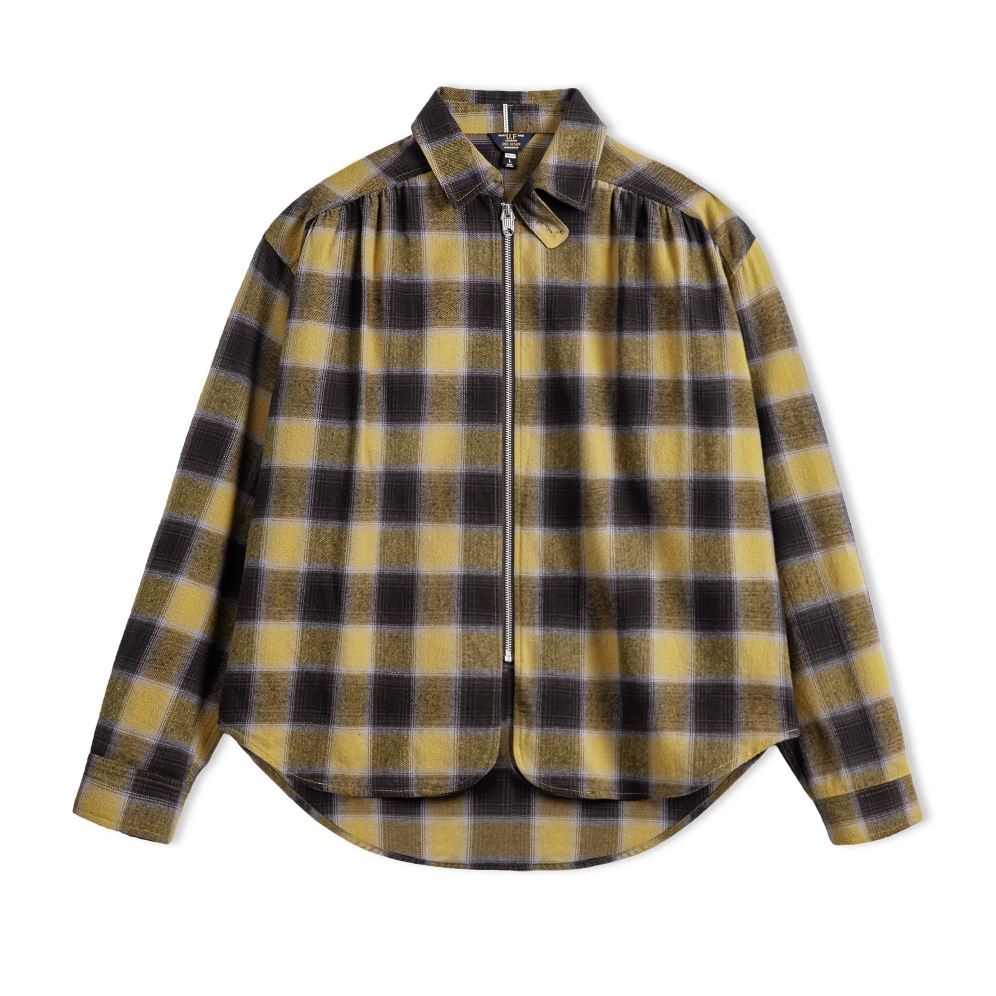 Madden Plaid Zip Lapel Plaid Long Sleeve Shirt