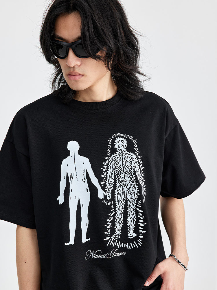 (NMK) Parallel Particle Humanoid Pure Cotton Tee