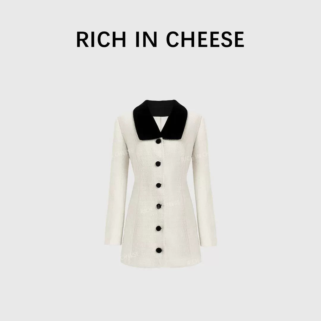 RICH IN CHEESE Premium Single-breasted Temperament Short Skirt