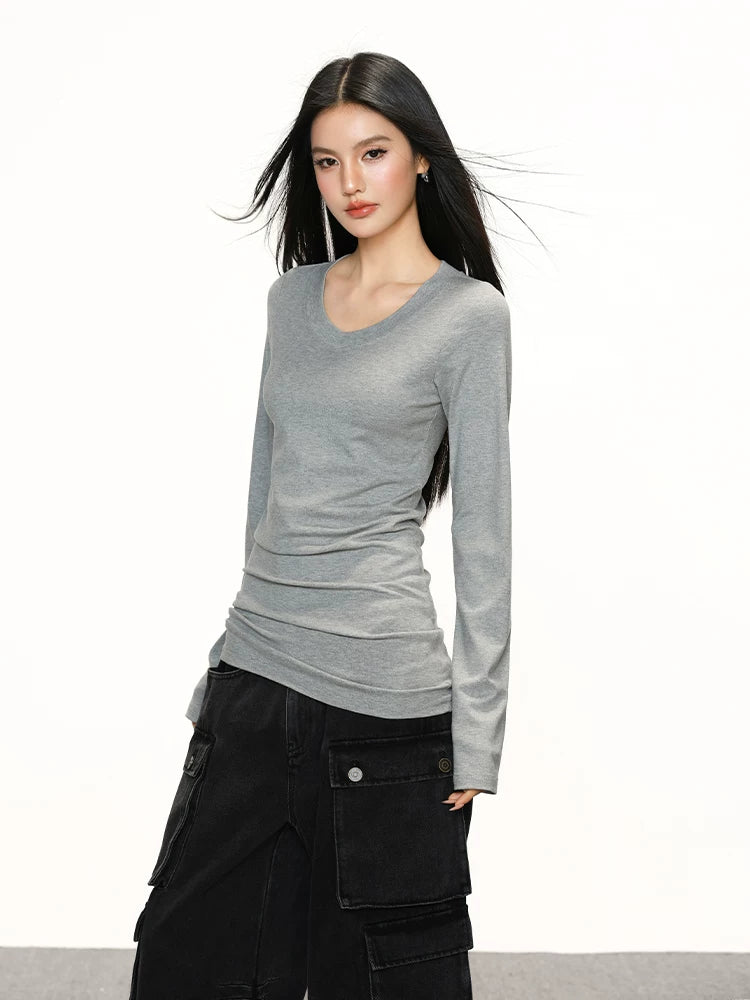 Cherry Melody V-neck Slim Bottom Long Sleeve