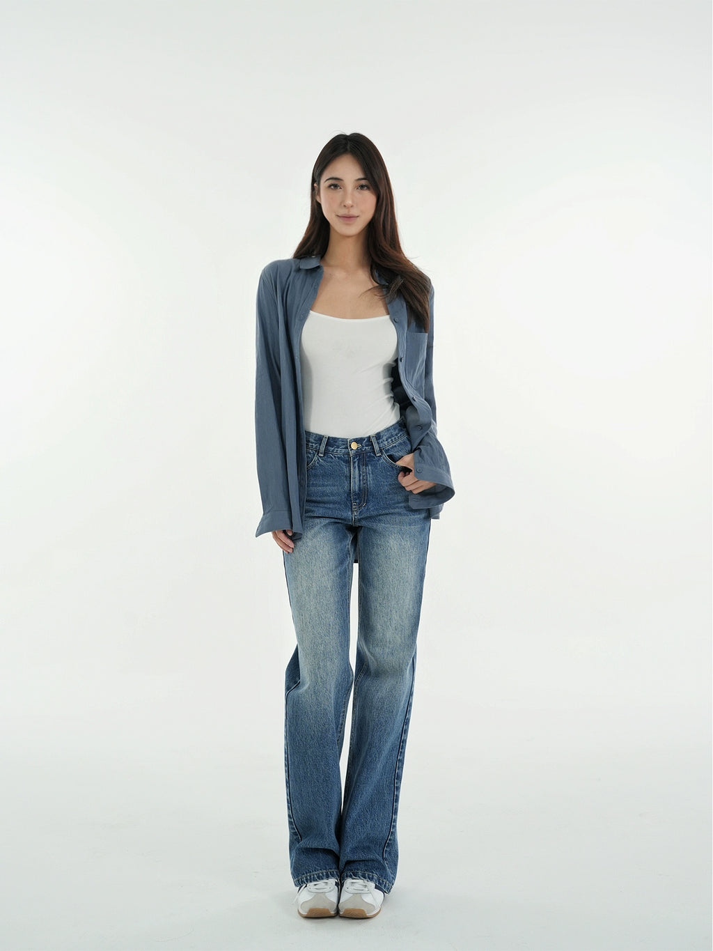 Jim Kennet Minimalist Vintage Micro Loose Long Sleeve Shirt