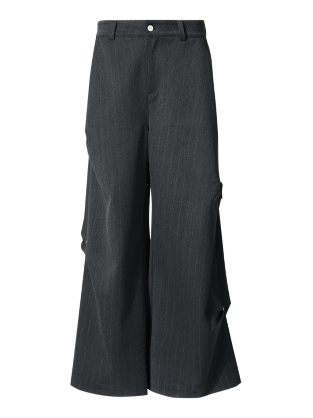 FUNKYFUN Stud Three-dimensional Pleated Dark Striped Straight Pants