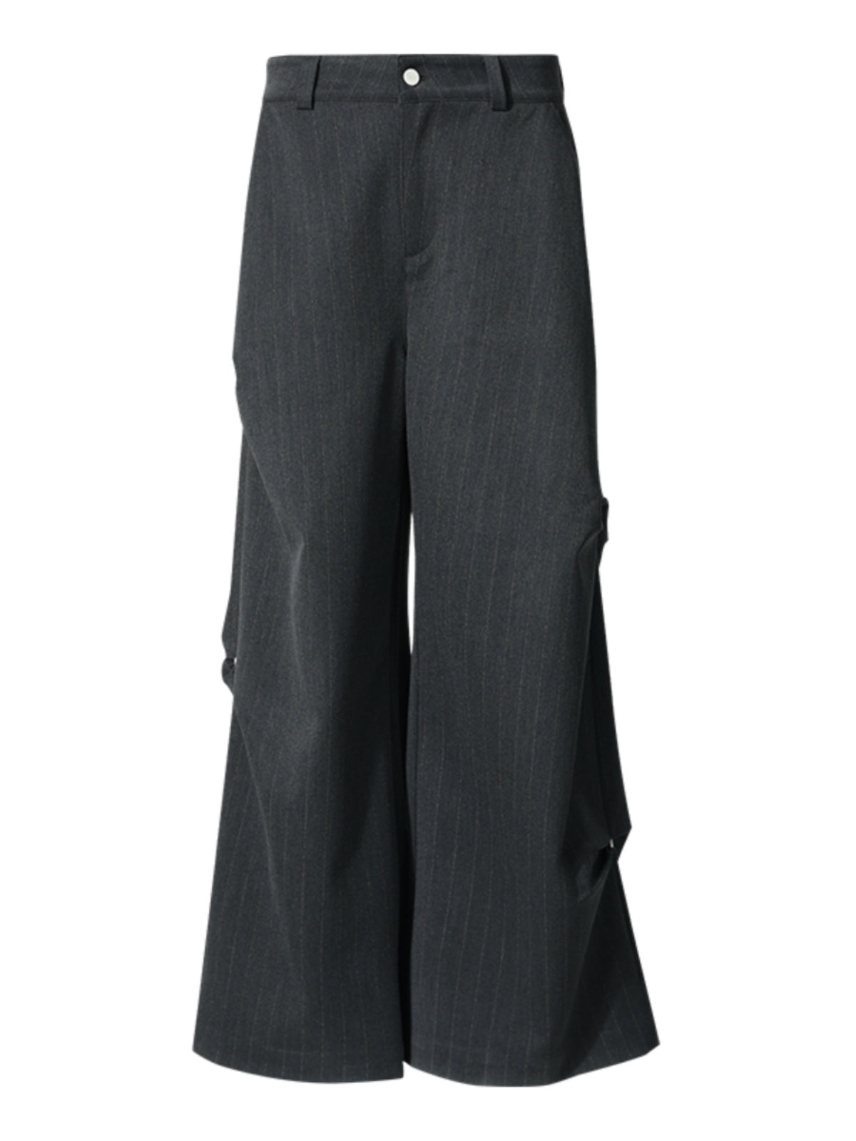 FUNKYFUN Stud Three-dimensional Pleated Dark Striped Straight Pants