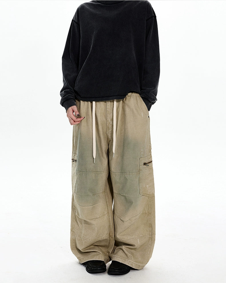 A+WF Retro Made Old Dirty Stained Pleated Overalls
