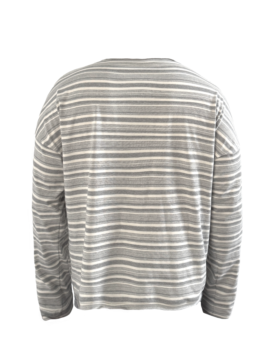 JCAESAR Casual Striped Curled Long Sleeve