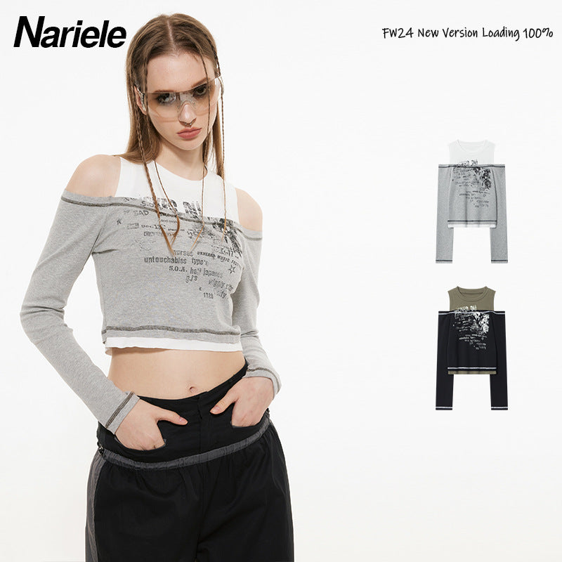 Nariele Babes Plaid Suspender Long Sleeve Top
