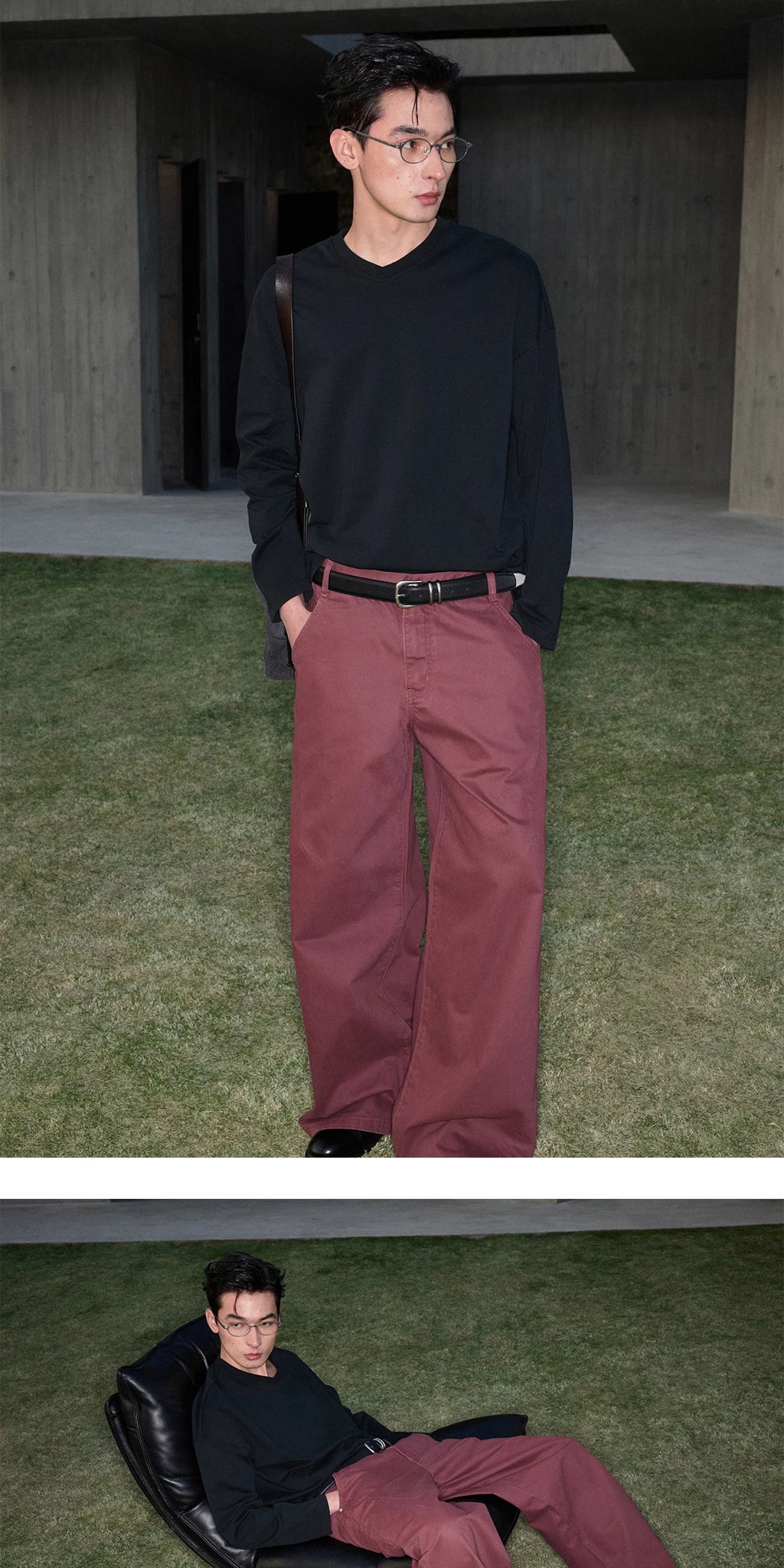 INTENT V-Neck Casual Bottom Long Sleeve