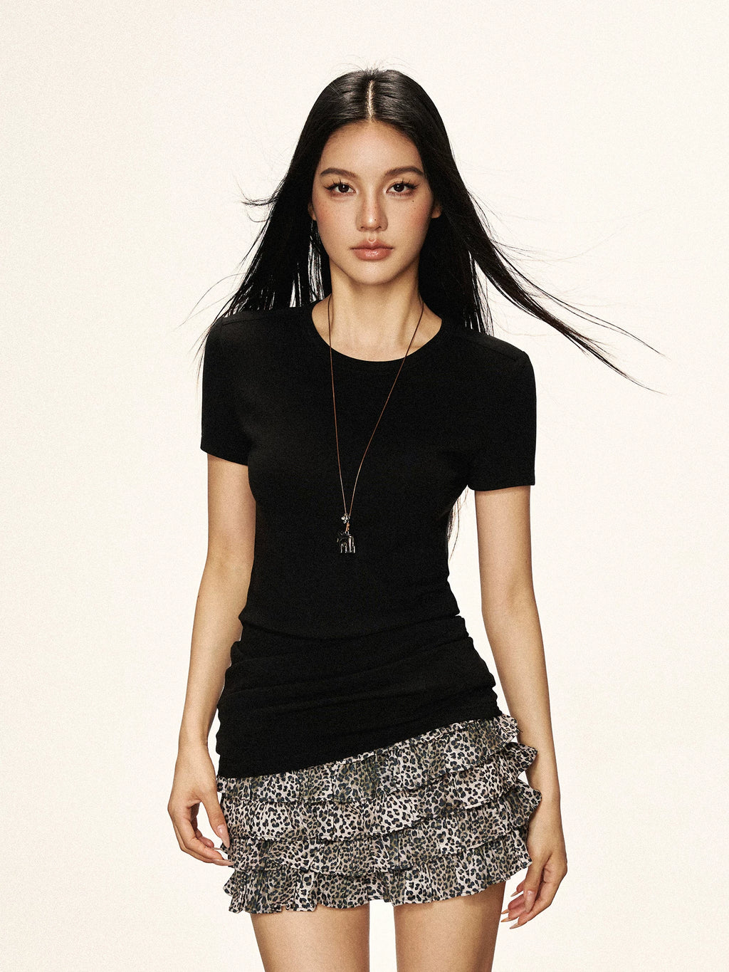 Cherry Melody | Slimming Round Neck Short Sleeve Tee