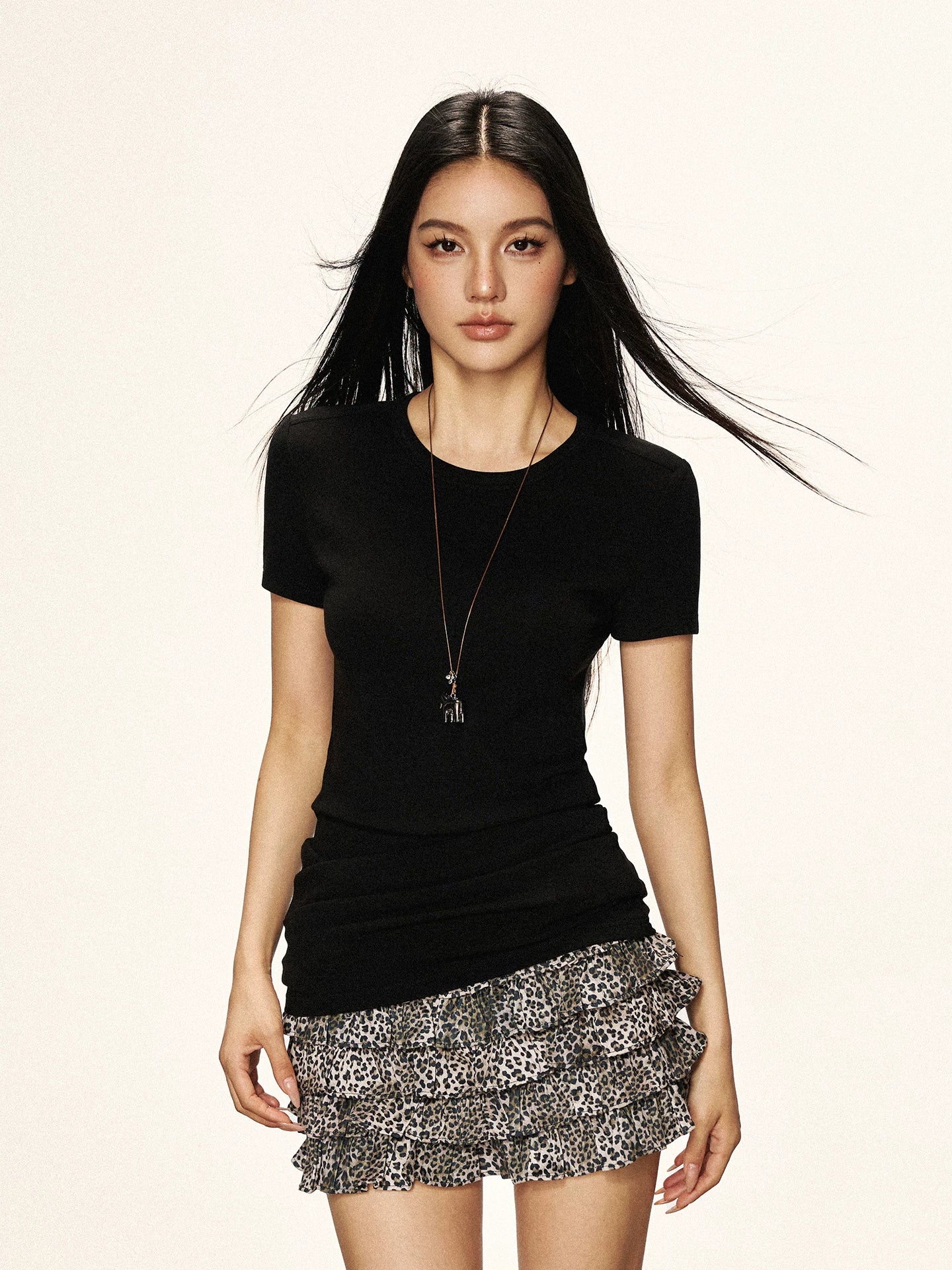 Cherry Melody | Slimming Round Neck Short Sleeve Tee