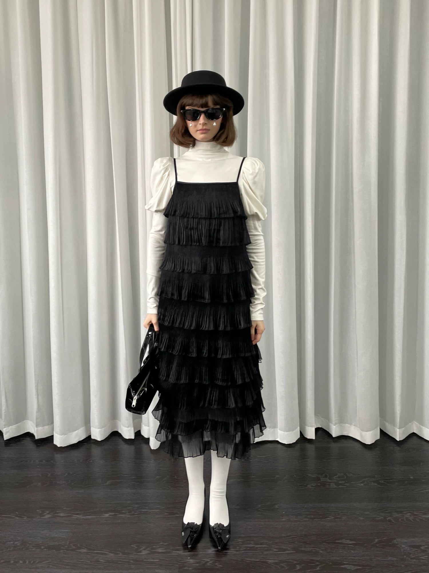 Loosesmell Multi-layer Pleated Suspender Dress