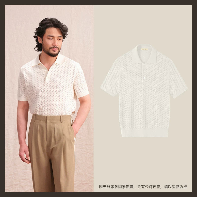 CULTUM Vintage Polo Collar Hollow Shirt Tee