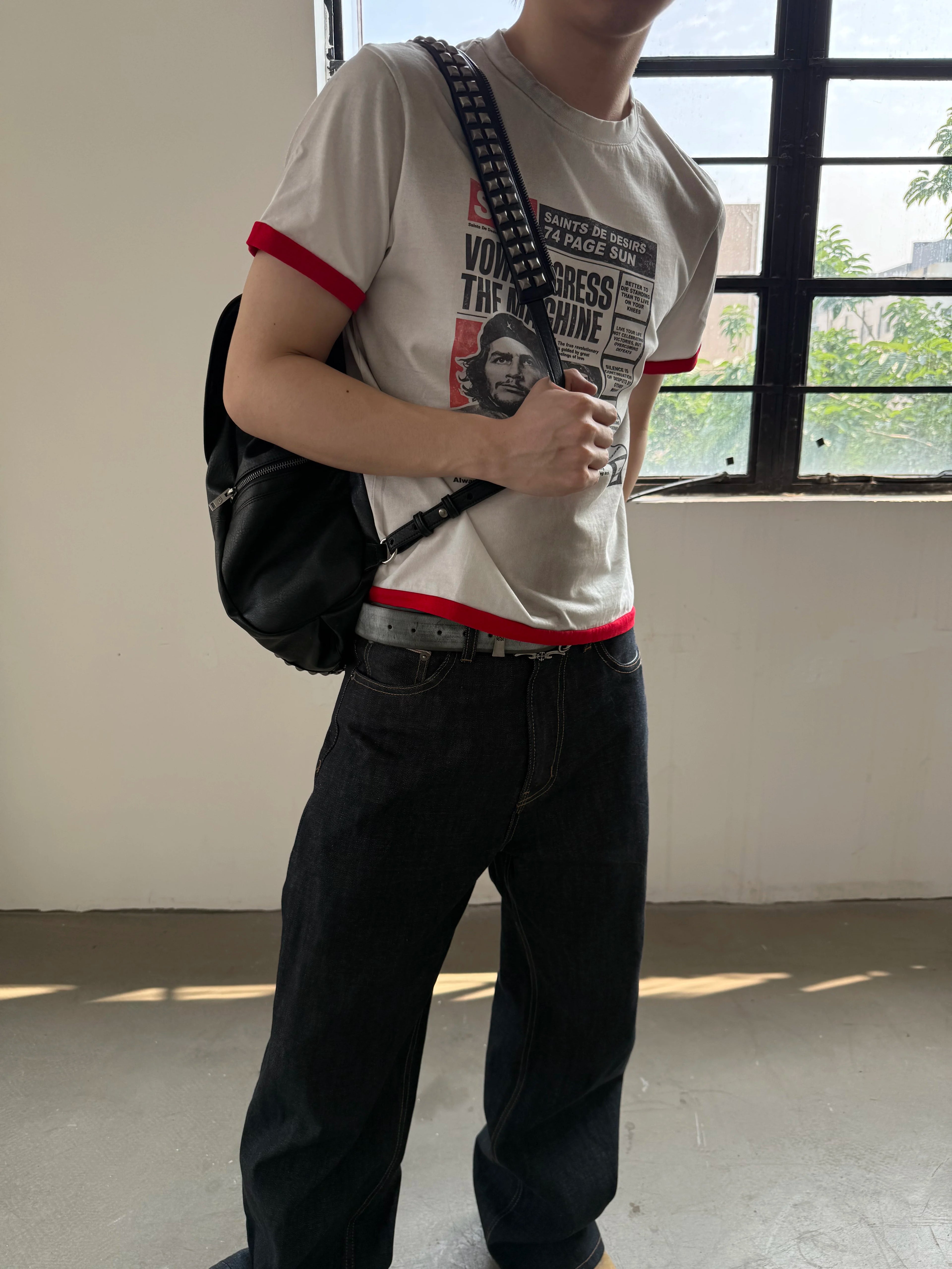 VOWPROGRESS Contrast Casual Round Neck Tee