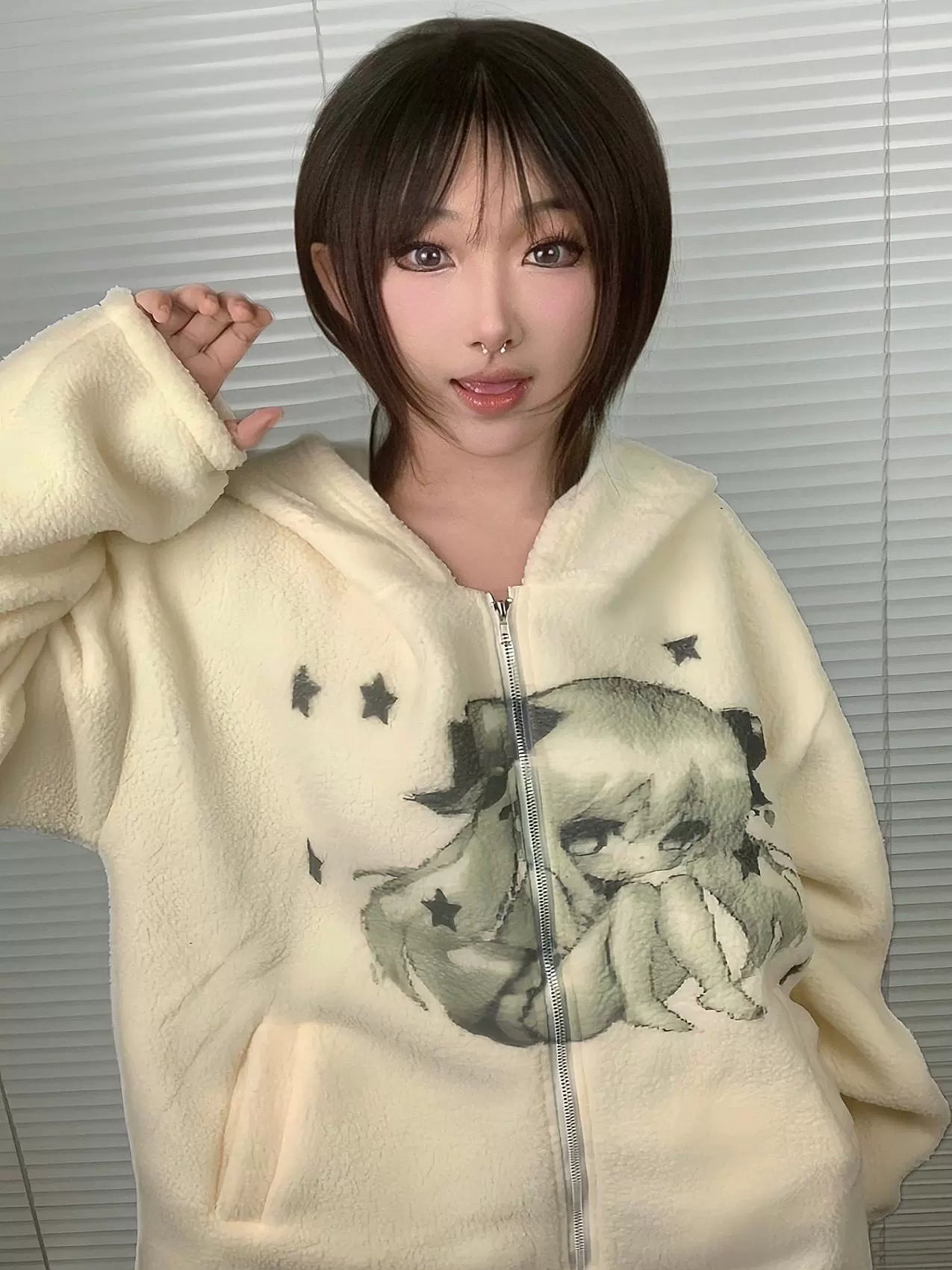 WEBBAR Fleece Thickened Hooded Zip Jacket