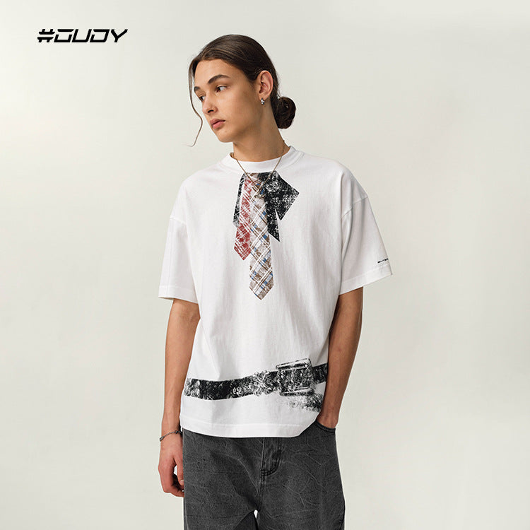 #OVDY TIE double yarn 230G Solona loose shoulder short sleeve Tee