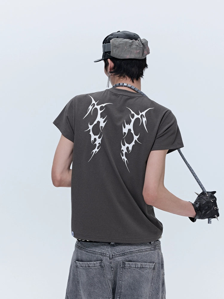 SGW "Wings of Thorns" American Street Subculture Print Slim Sleeve Short Sleeve Tee