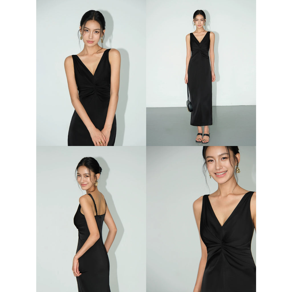 NEVA HU French V-neck Dress