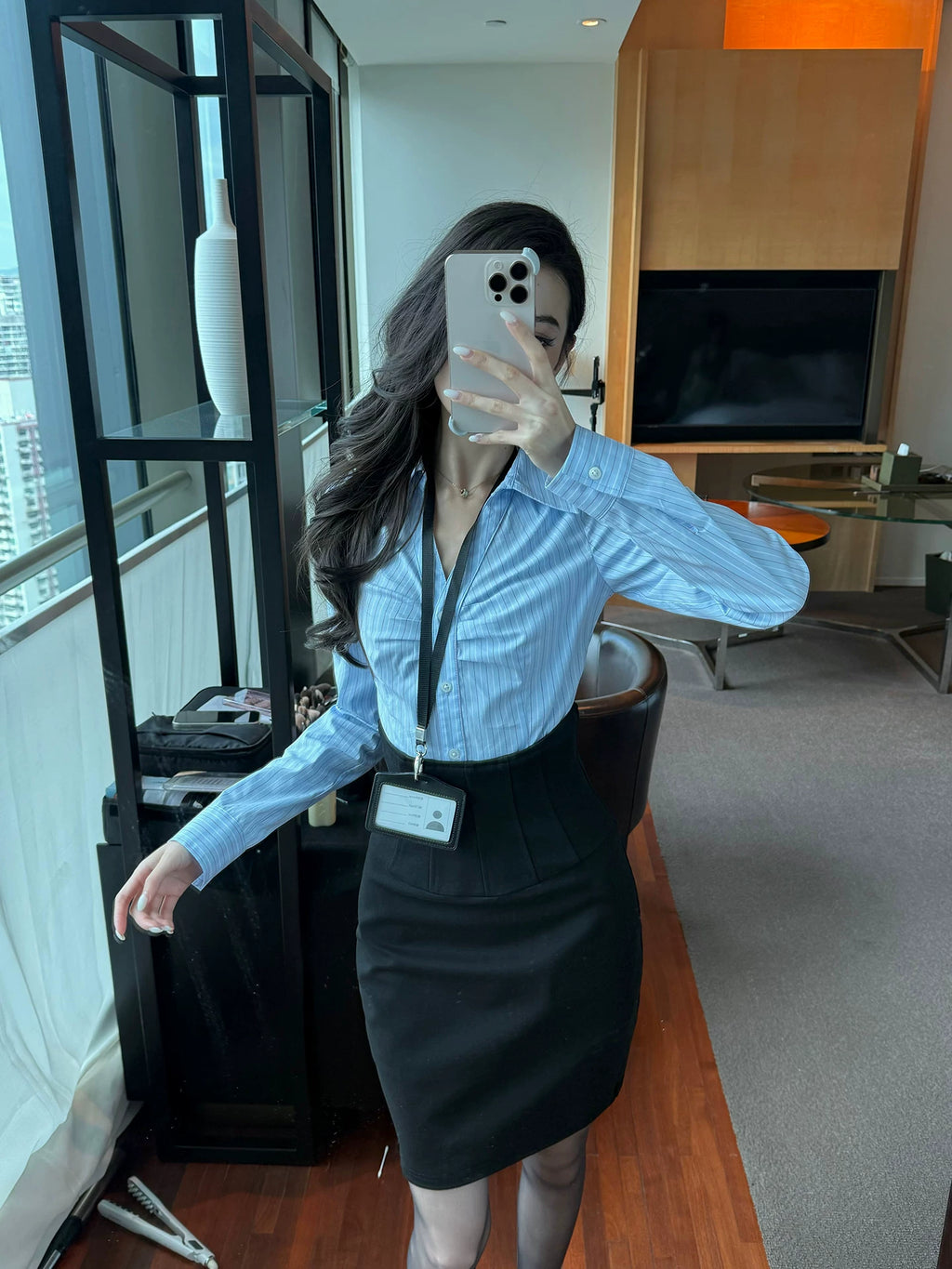 LLROGE Striped Shirt Skirt Set