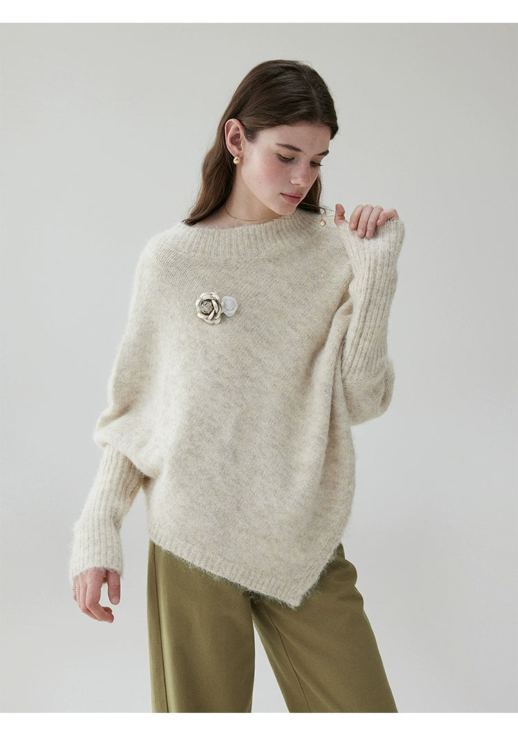 VOOE Irregular One-word Slanted Shoulder Lazy Sweater