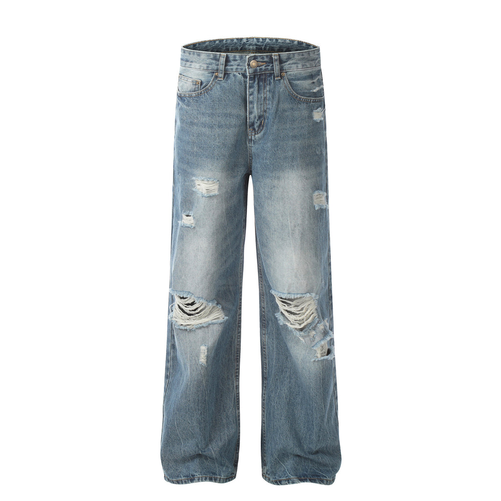 11KN Distressed Straight Leg Denim Jeans