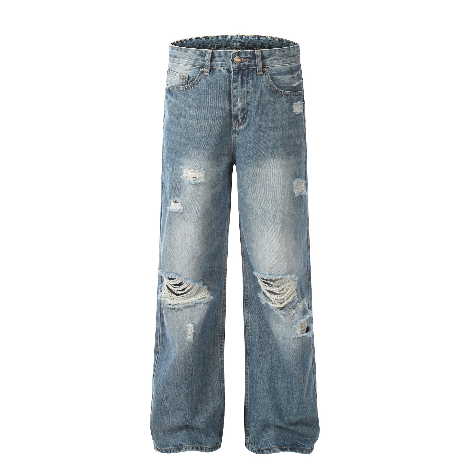 11KN Distressed Straight Leg Denim Jeans