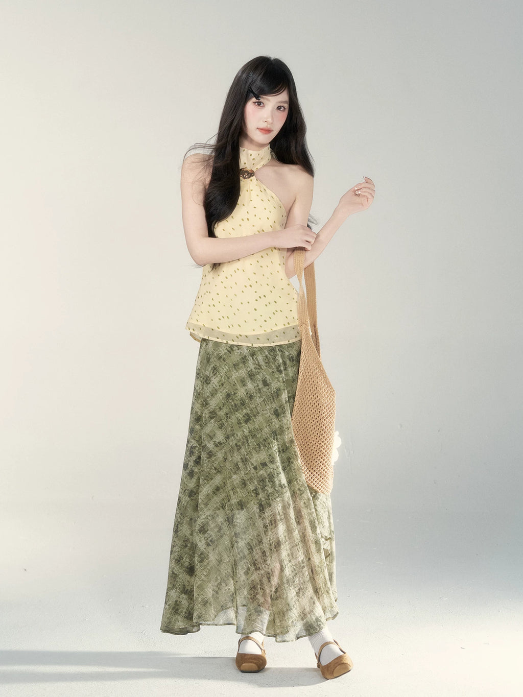 Wildberry Green Checkered French Skirt