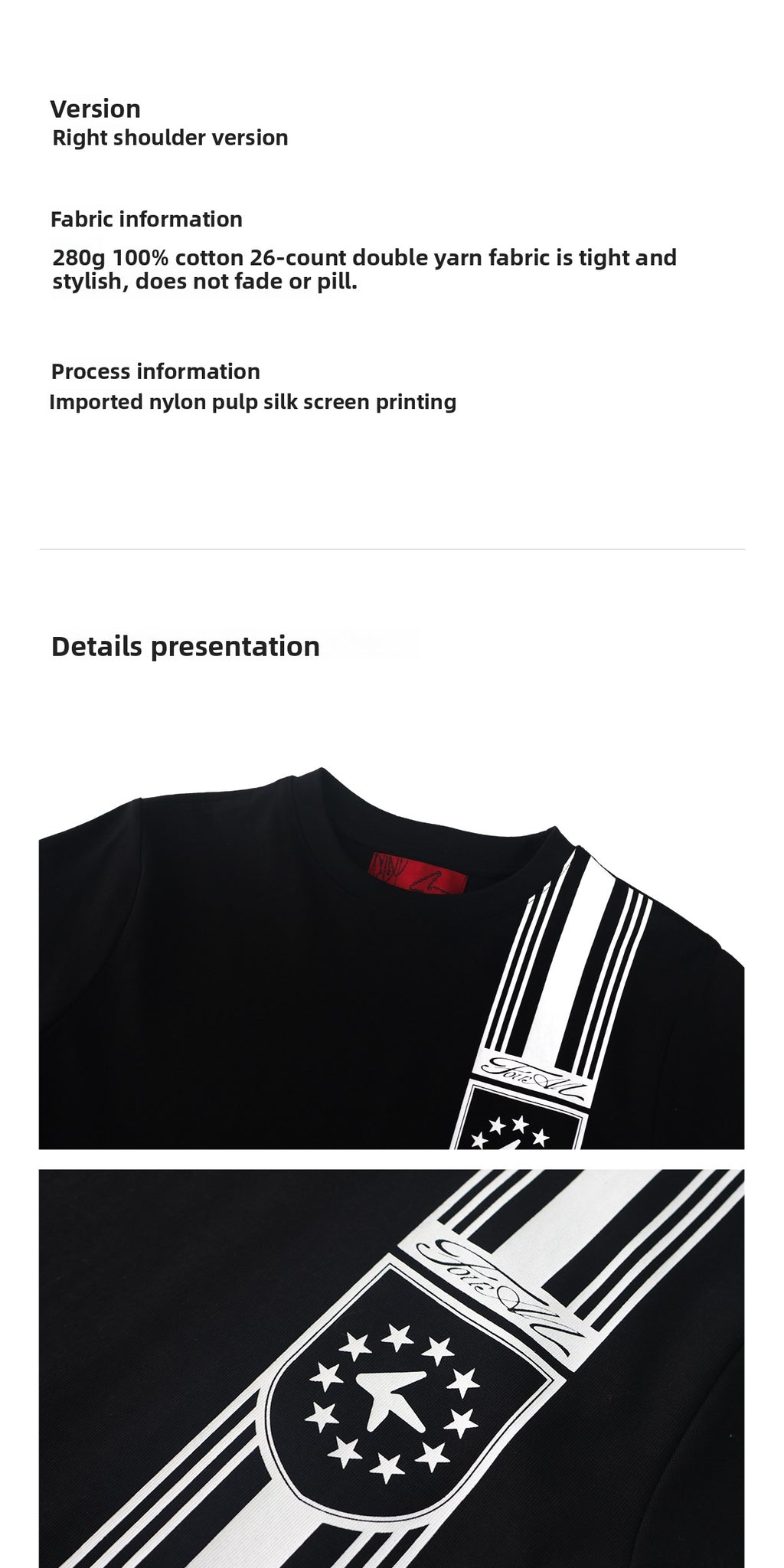 4AM Star Striped Front Shoulder Slim Tee