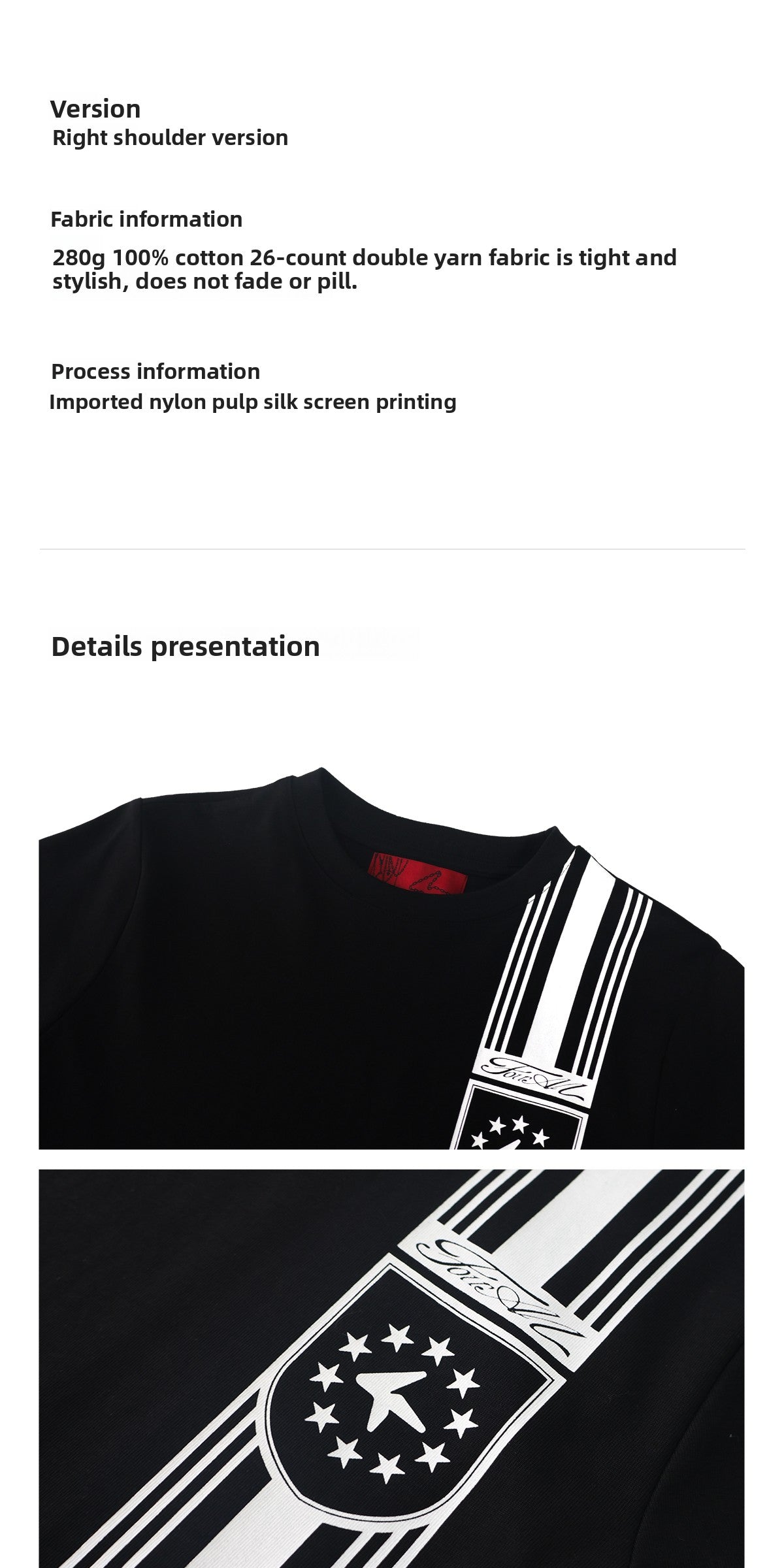 4AM Star Striped Front Shoulder Slim Tee