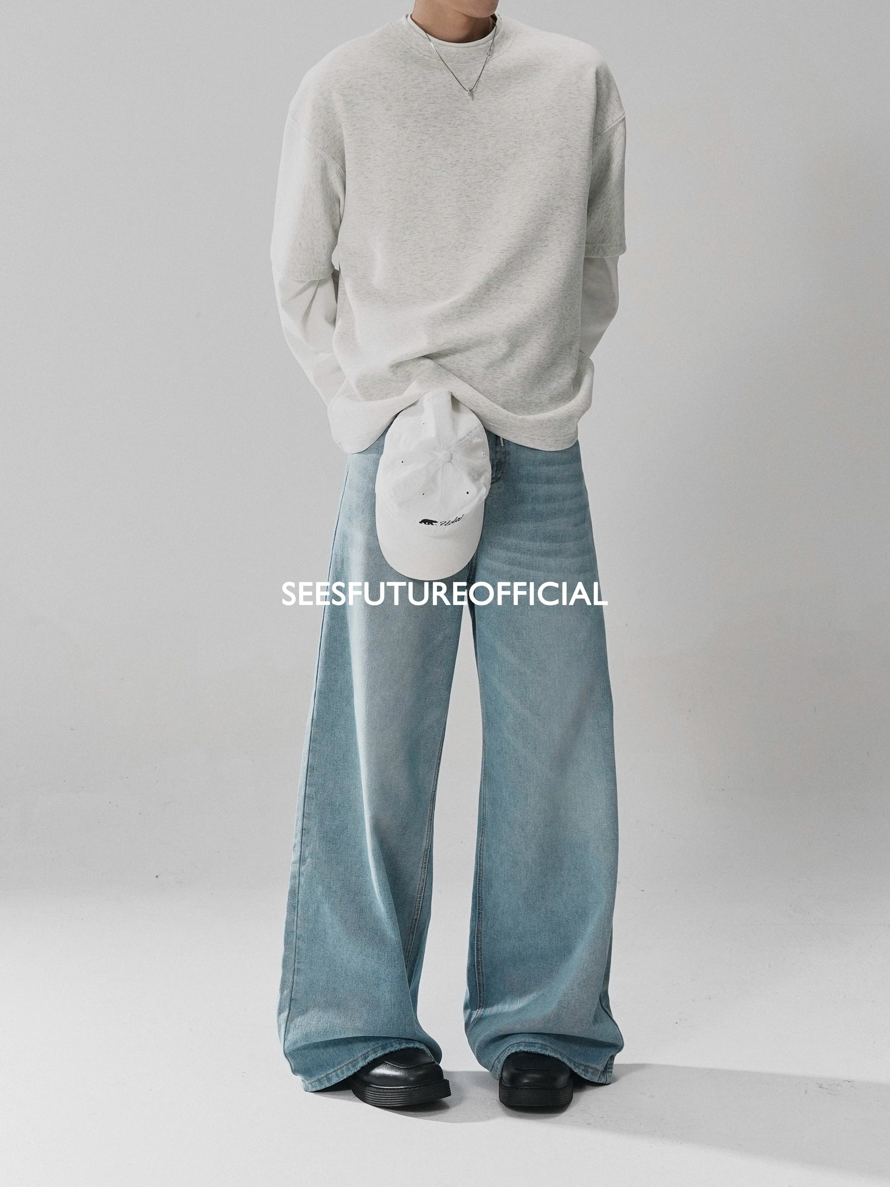 Seesfuture Pants Foot Destroy Loose Straight Pants