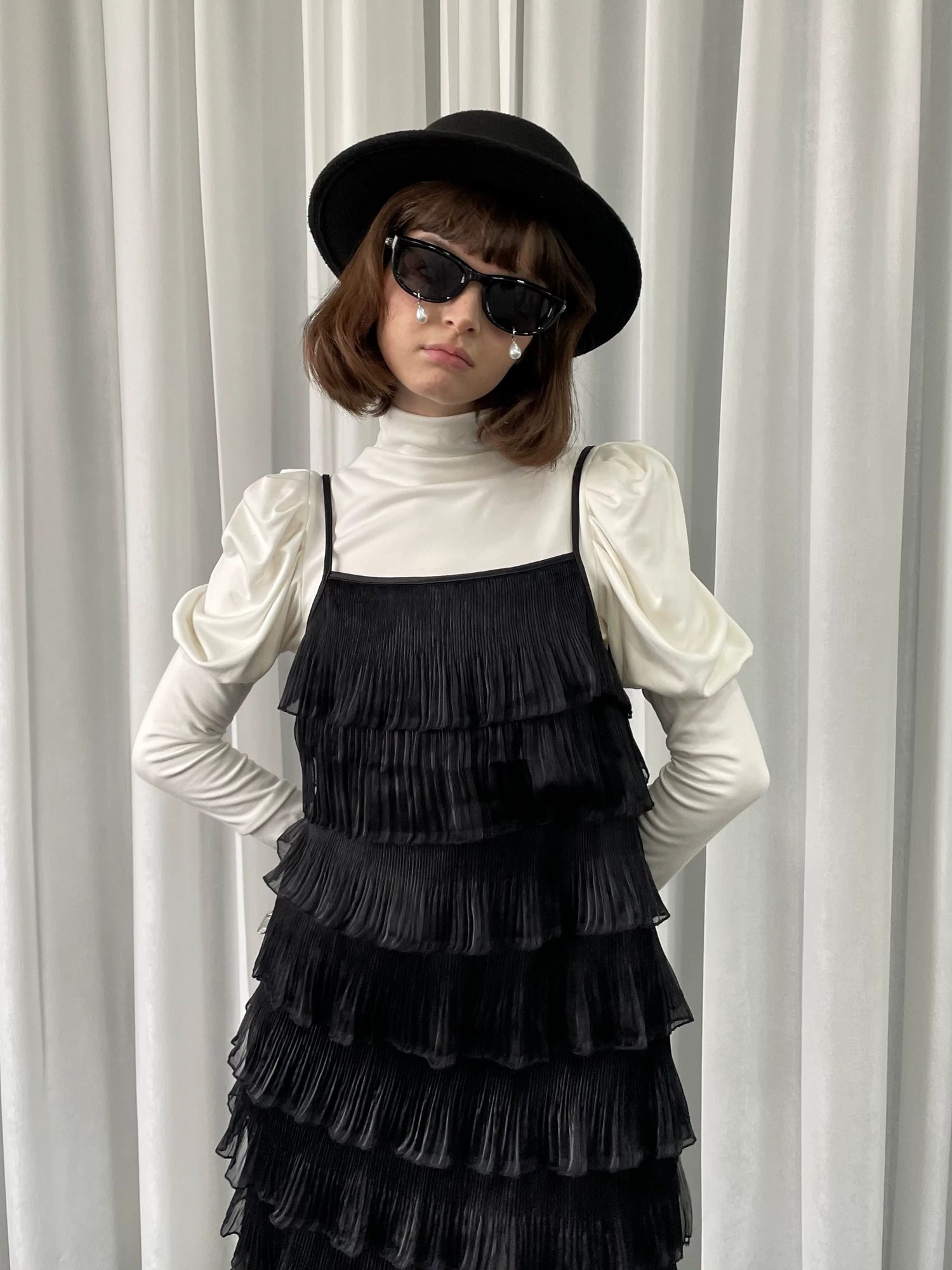 Loosesmell Multi-layer Pleated Suspender Dress